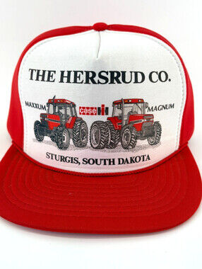 Vintage Nissin 'The Hersrud Co. Sturgis, South Dakota' Foam Snapback Red Cap